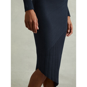 REISS JEM Knitted Asymmetric Midi Dress